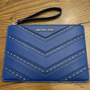 Michael kors jet set travel wristlet cobalt blue studded